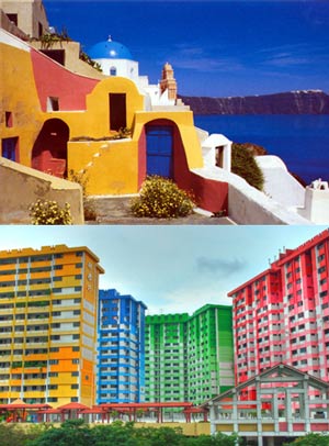 Примеры использования цветов в отделке фасадов в традиционном стиле и в современном дизайне