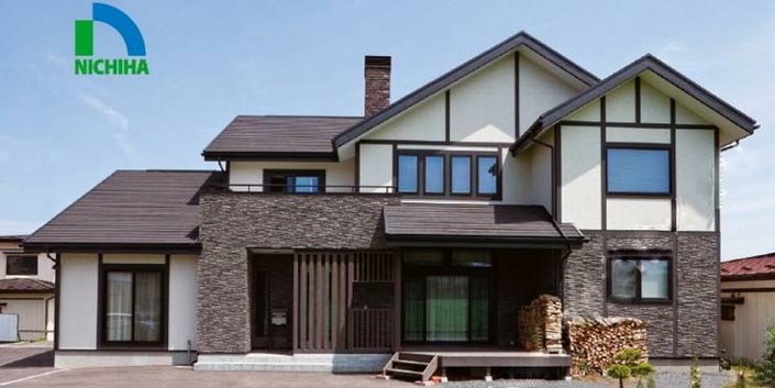 Дом построенный в японском стиле с использованием фасадного сайдинга Nichiha