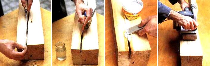 Способ обработки и шпаклевания трещин на деревянных балках и перекрытиях